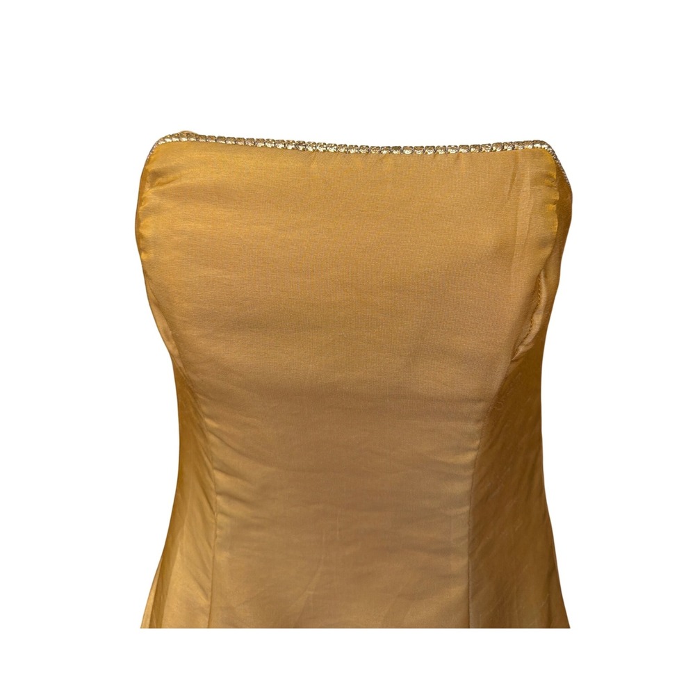Vintage Y2K Jump Apparel Co Strapless Gown Gold Glam Prom Formal - Picture 3 of 6